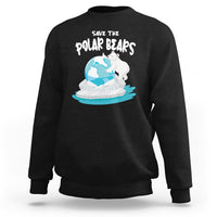 Black sweatshirt with Save the Polar Bears polar bear globe front graphic.