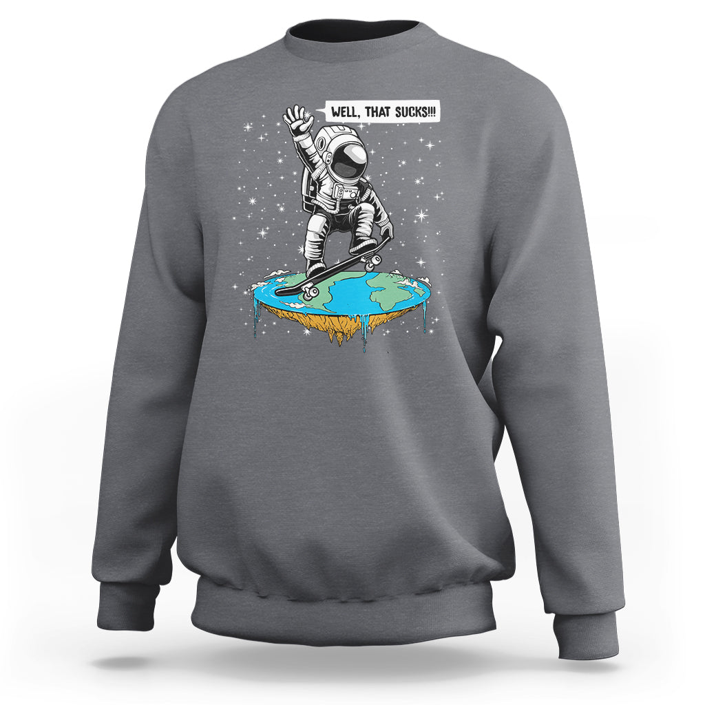 Charcoal gray outer space sweatshirt with astronaut graphic on front