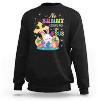 Black Easter sweatshirt with colorful bunny and Jesus graphic on the front