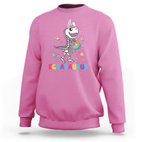 Azalea pink Easter dinosaur graphic sweatshirt with bunny eggasaurus illustration on front