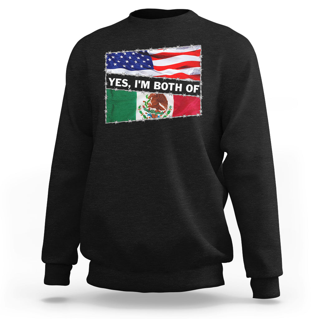 Crewneck sweatshirt in black with USA–Mexico flag graphic and text print.