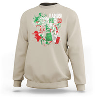 Sand Mexican soccer fan sweatshirt with tiger graphic and “Vamos Mexico” print