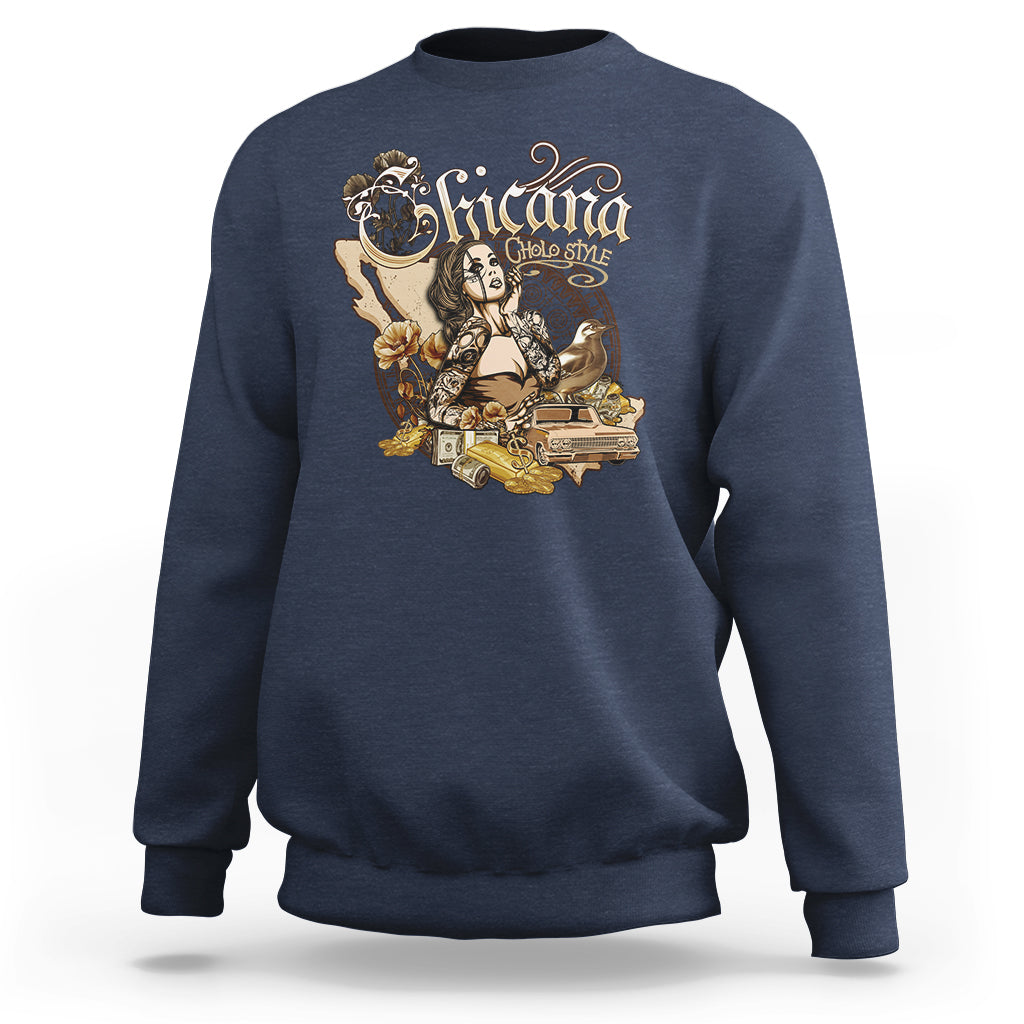 Navy sweatshirt with large front graphic print