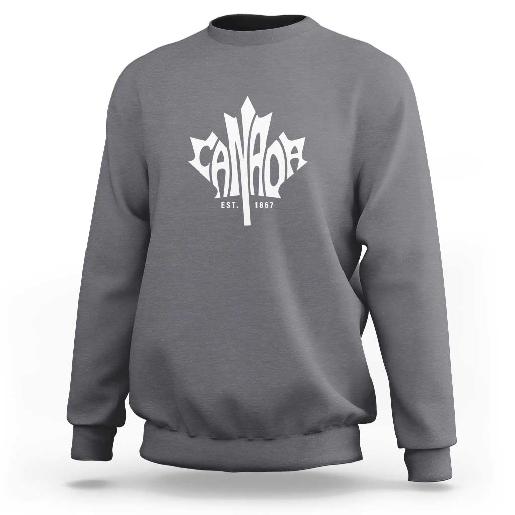 Gray maple leaf graphic sweatshirt with Canada logo and Est. 1867 print
