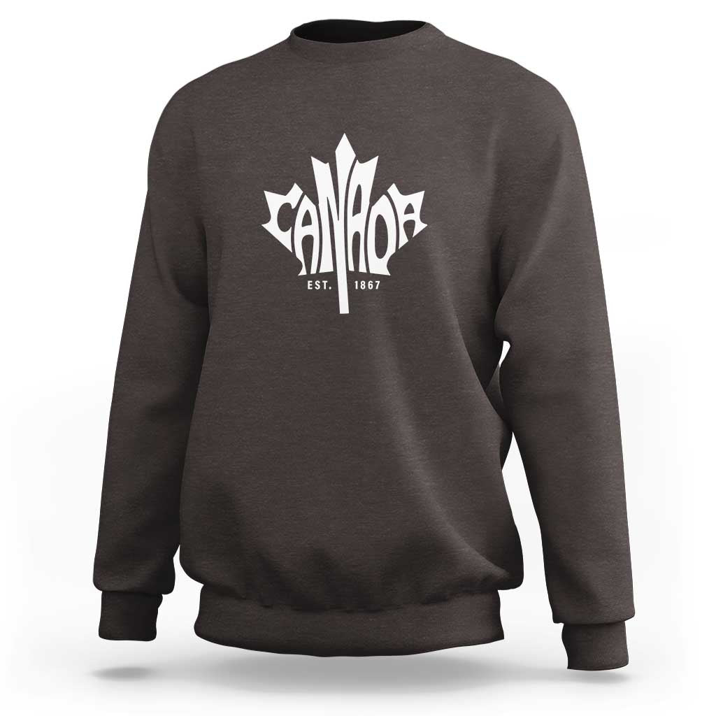 Charcoal maple leaf graphic sweatshirt with Canada logo and Est. 1867 print