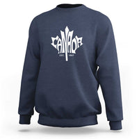 Navy maple leaf graphic sweatshirt with Canada logo and Est. 1867 print