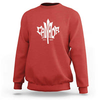 Red maple leaf graphic sweatshirt with Canada logo and Est. 1867 print