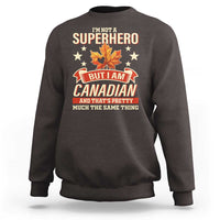 Dark chocolate brown sweatshirt with Canadian-themed graphic, stars and maple leaf