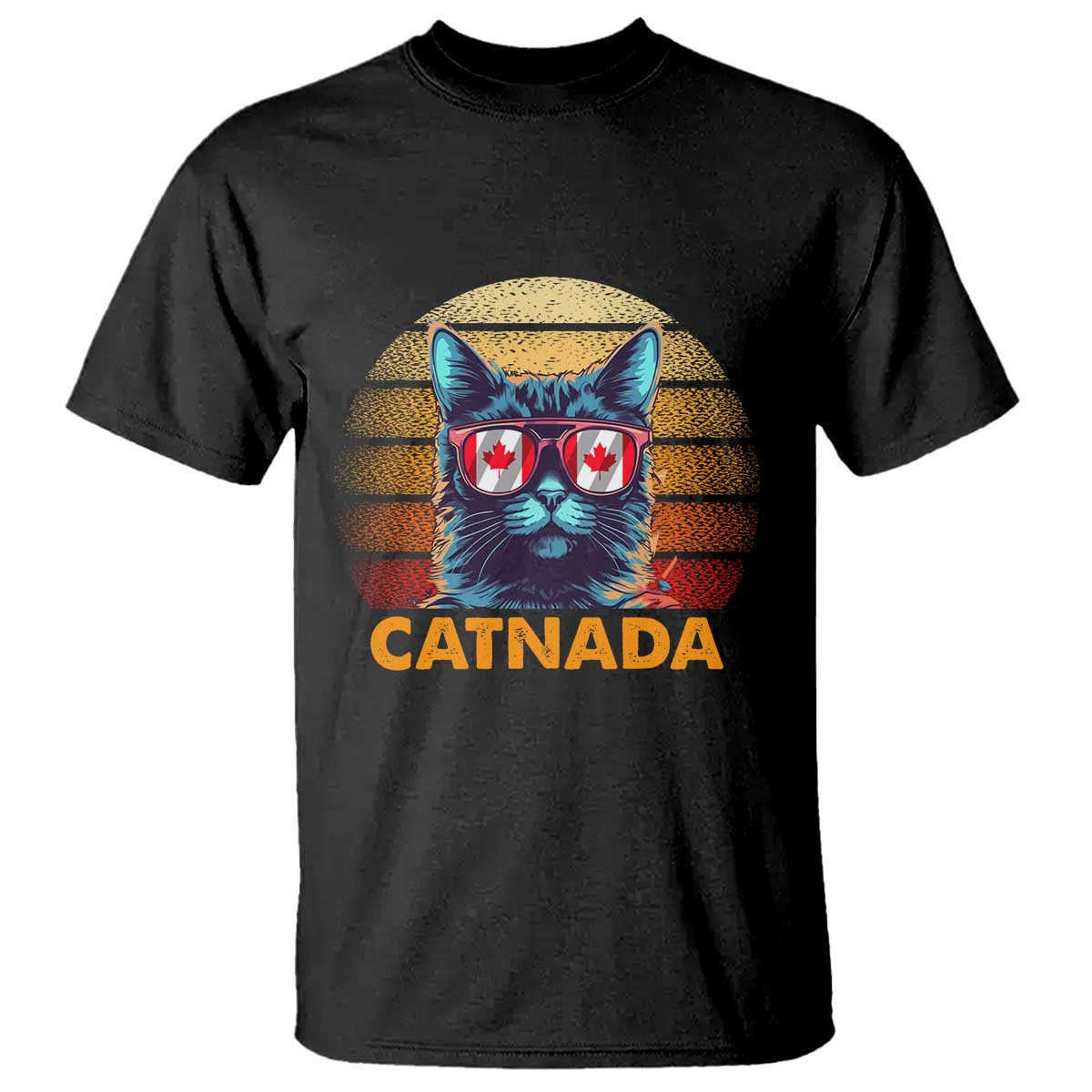 Canadian Cat Lover T Shirt Catnada Retro Cat Canada Flag Sunglass - Wonder Print Shop