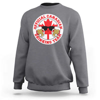 Heather gray crewneck sweatshirt with front beer-drinking team graphic