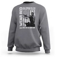 Gray sweatshirt with patriotic front graphic and long sleeves