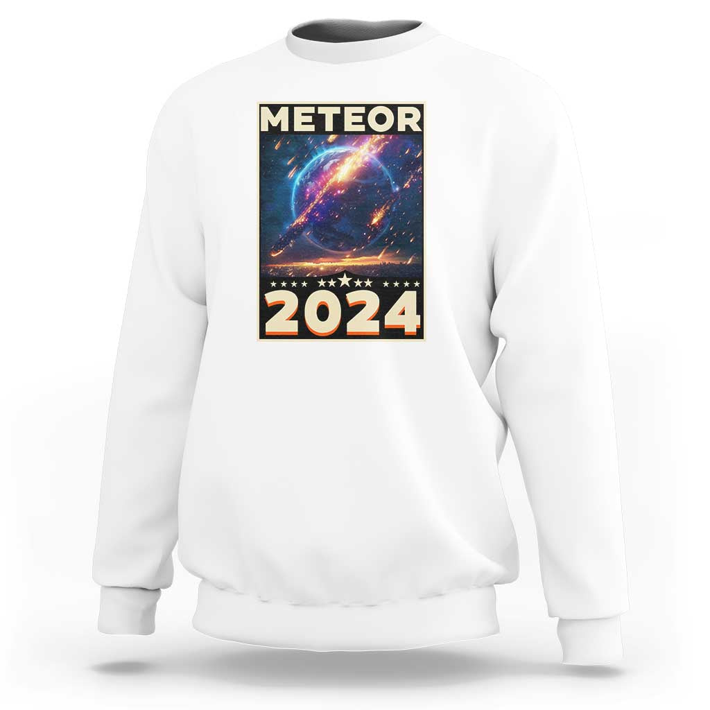 White astronomy sweatshirt with “Meteor 2024” back graphic