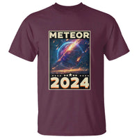 Maroon T-shirt with METEOR 2024 front graphic