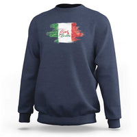Navy long-sleeve pullover sweatshirt with 'Ciao Bella' print on chest.