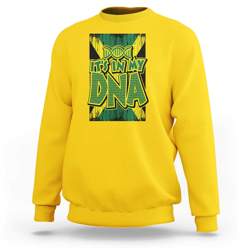 Daisy yellow crewneck sweatshirt with front DNA graphic in green and yellow
