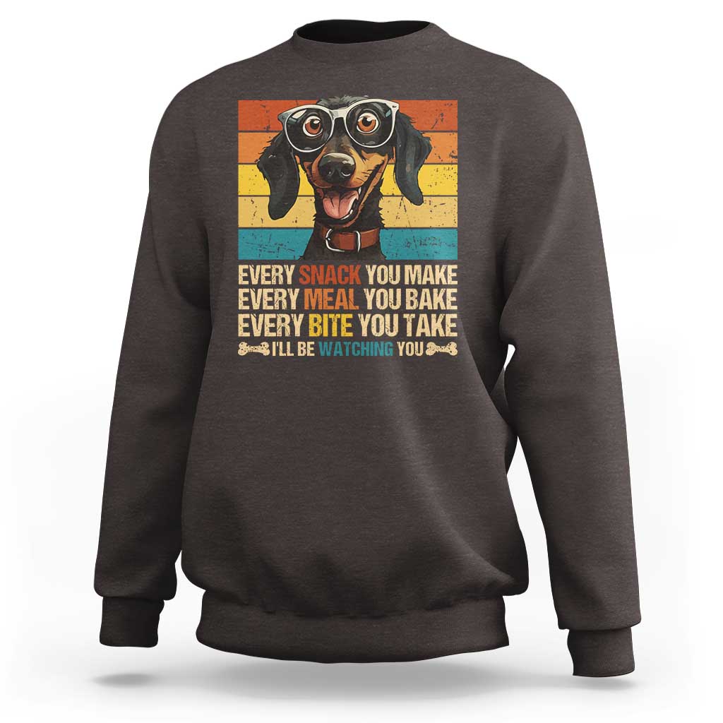 Dark chocolate dog lover sweatshirt with dachshund graphic and quote print