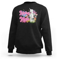 Black sweatshirt with unicorn graphic and "Alpha Male" text