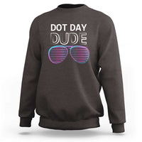Men's charcoal sweatshirt with Dot Day Dude sunglasses graphic