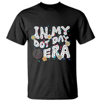 Black graphic T-shirt with “My Dot Day” dot pattern lettering and cute icons