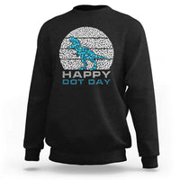 Black dinosaur sweatshirt with blue dot 'Happy Dot Day' graphic, crewneck