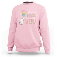Pink sweatshirt with cute elephant and rainbow dot graphic on front