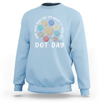Light blue crewneck sweatshirt with 'DOT DAY' space dots graphic on chest