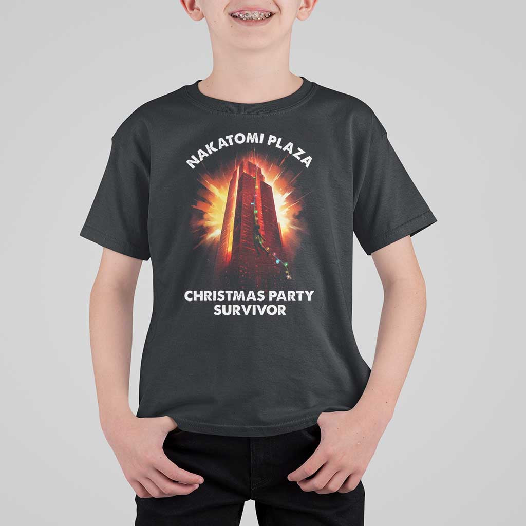 Kids graphic T-shirt in black with Christmas Party Survivor front print