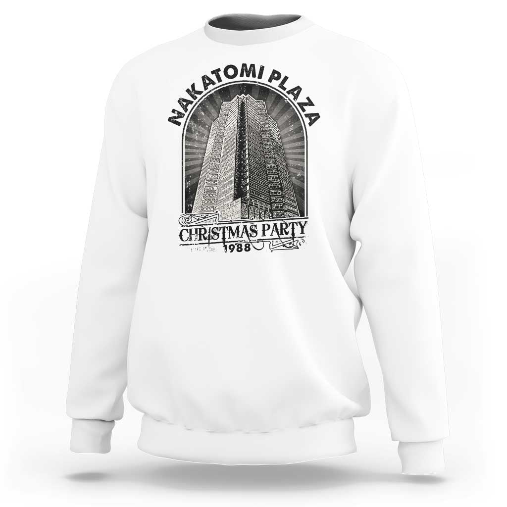 White crewneck sweatshirt with large front graphic print and ribbed cuffs