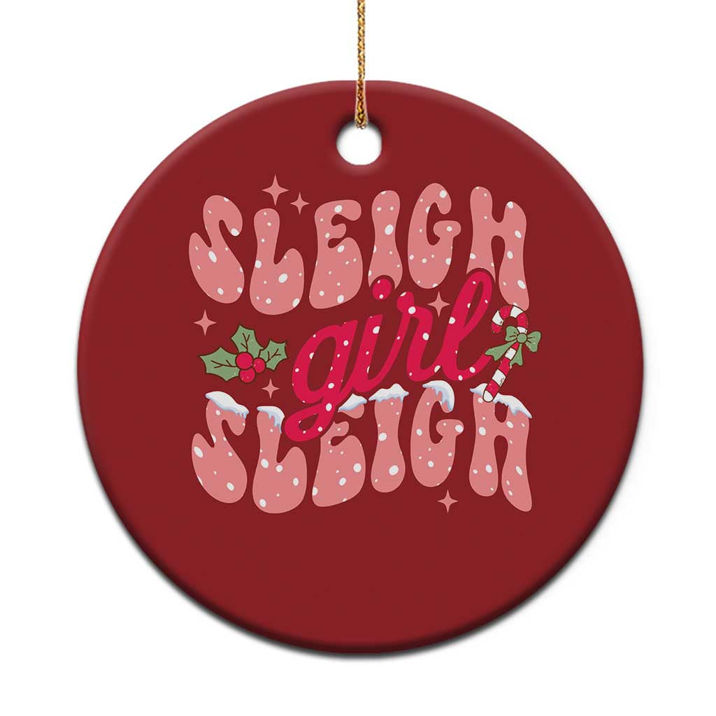 Pink Xmas Sleigh Girl Sleigh Christmas Ornament - Wonder Print Shop