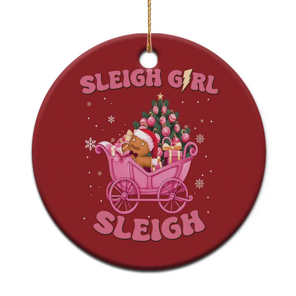 Groovy Gingerbread Sleigh Girl Sleigh Pink Xmas Christmas Ornament - Wonder Print Shop