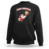 Black Christmas baseball sweatshirt with Santa batting graphic and 'Merry Christmas' print