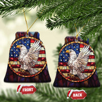Heart-shaped American flag bald eagle ornaments with gold hanging cord