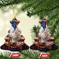 Bell-shaped American flag bald eagle ornaments with gold hanging cords