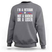 Charcoal gray sweatshirt with “I’m a Veteran” slogan and patriotic star graphic