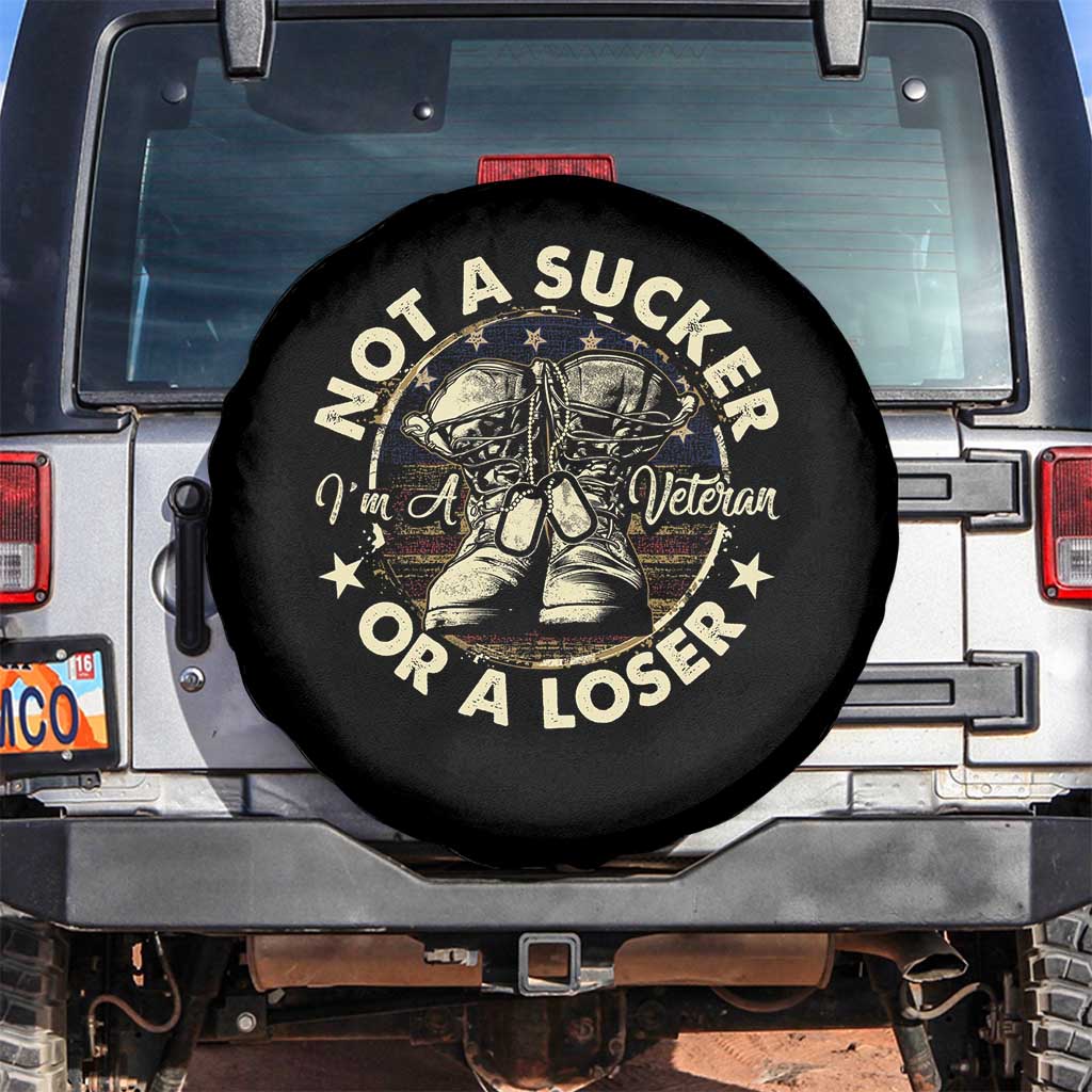 Not A Sucker Or A Loser Spare Tire Cover Veterans Day Patriotic American Flag