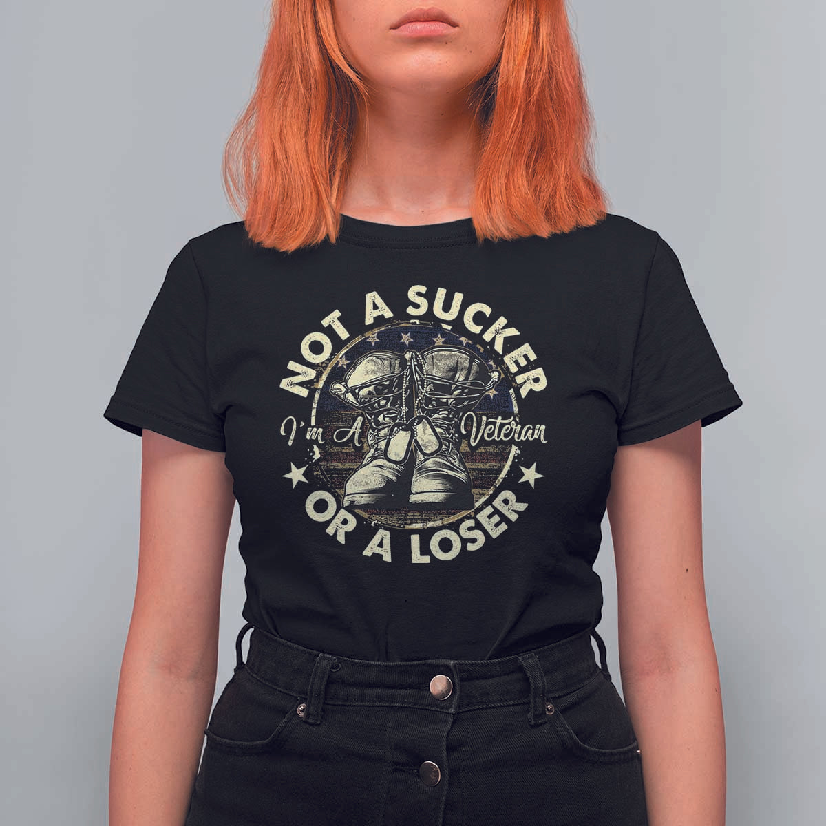 Not A Sucker Or A Loser T Shirt For Women Veterans Day Patriotic American Flag