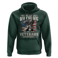 Military green pullover hoodie with kangaroo pocket and drawstring hood, Veterans graphic on chest
