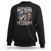 Veterans Day sweatshirt in black with patriotic veteran graphic print.