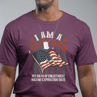 Men's veteran graphic T-shirt, maroon with American flag and eagle front print