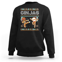Dark charcoal sweatshirt with festive ninja gingerbread graphic on front