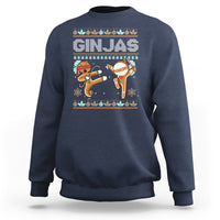 Navy sweatshirt with festive ninja gingerbread graphic on front