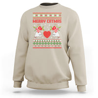 Sand crewneck Christmas sweatshirt with “Merry Catmas” cat graphic and festive border