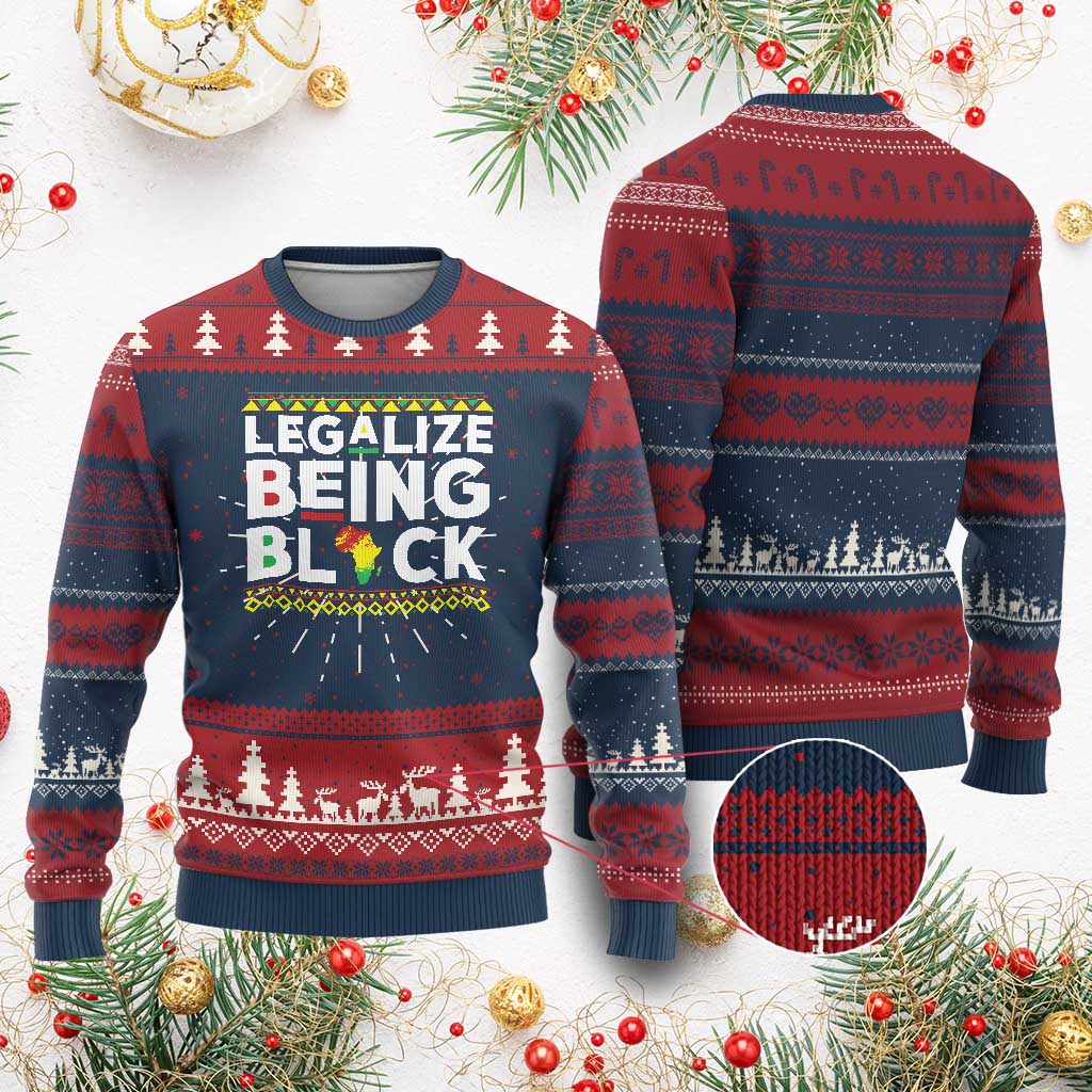 Black Pride Ugly Christmas Sweater Legalize Being Black History Month