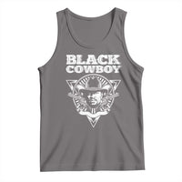 Dark gray sleeveless tank top with 'BLACK COWBOY' cowboy graphic