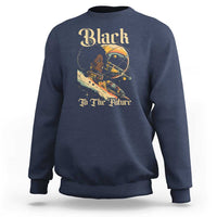 Navy crewneck sweatshirt with large front graphic illustration