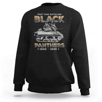 Black crewneck sweatshirt with "Black Panthers" tank graphic and 1942–1946 text