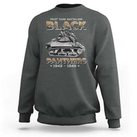 Dark heather crewneck sweatshirt with "Black Panthers" tank graphic and 1942–1946 text