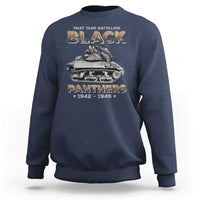 Navy crewneck sweatshirt with "Black Panthers" tank graphic and 1942–1946 text