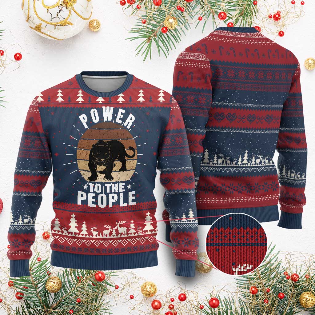 Black Panther Party Ugly Christmas Sweater Power To The People Black History