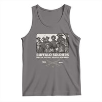 Dark gray sleeveless tank top with front graphic print
